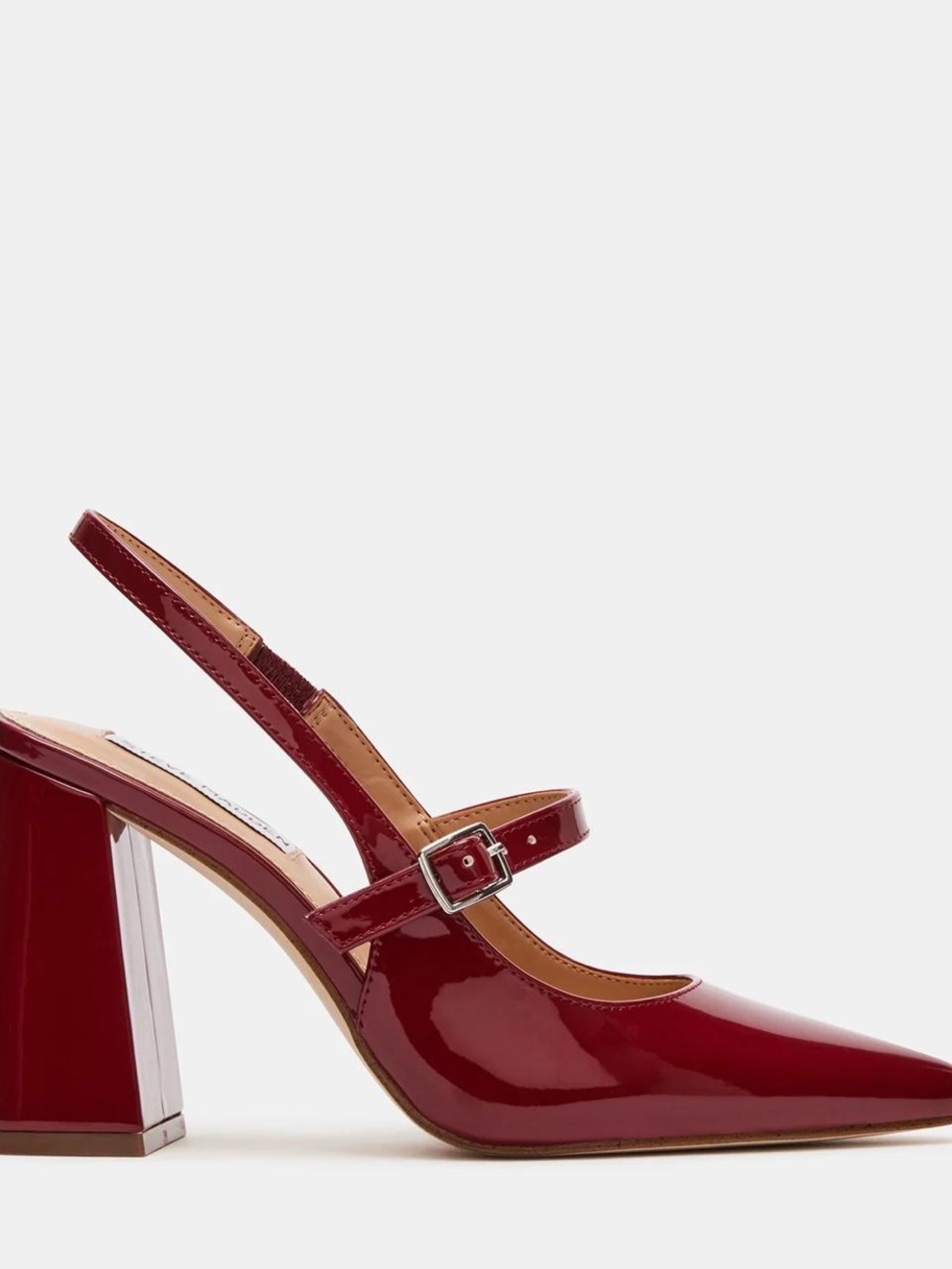 Steve Madden Burgundy Patent Slingback Block Heel Pumps